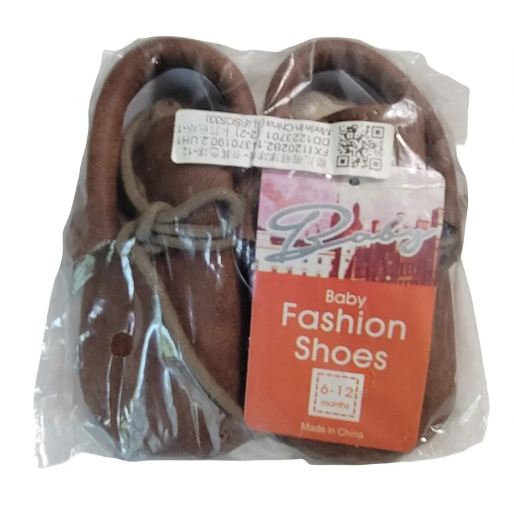 Baby Fashion Shoes Brown Faux Suede Moccasin Booties 6-12M NWT Fringe Soft Sole
